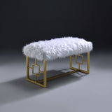 White and Gold Bench with Sled Base B062P189116