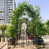 Metal Garden Arch with Gate with planter W80.71*H97.24 Climbing Plants Support Rose Arch Outdoor 97052596