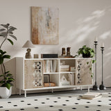 Sicotas Mid Century Sideboard Storage Rustic Sliding Door Solid Wood Cabinet for Living Room W2263P207531