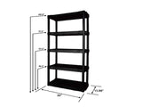 5-Tier Black Plastic Shelf Unit, 68.8 H x 30 W x 13.88 D, 350 lb Capacity 05665084