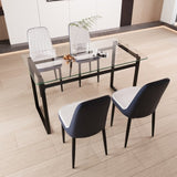 51" 4 person glass dining table set, kitchen set with black metal leg dining table and chairs, 78869142