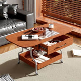 Modern Extended Coffee Table with Wheels, Folding Coffee Table with 1 drawer and 2-Tier Storage, GL-N735P231426N