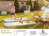 4ft Camping Folding Table, Aluminum Portable Picnic Table with Adjustable Height, 3 Fold Lightweight 45779058