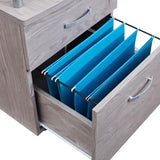 ZNTS Rolling File Cabinet with Glass Top, Grey 86505676