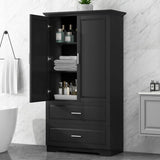 ZNTS Tall Bathroom Storage Cabinet, Cabinet with Two Doors and Drawers, Adjustable Shelf, MDF Board, N725P172882B