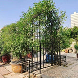 Metal Garden Arch with Gate with planter W80.71*H97.24 Climbing Plants Support Rose Arch Outdoor 97052596
