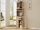 Farmhouse 35.4x17.7x74.8inch Freestanding Buffet with Hutch, Tall N717P327043N