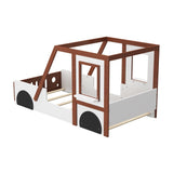 Fun Play Design Twin Size Car Bed, Kids Platform Bed in Car-Shaped for Kids Boys Girls Teens,White WF312561AAK