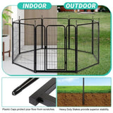 ZNTS Dog Playpen Pet Dog Fence, 32" Height 8 Panels Metal Dog Pen, Outdoor Exercise Pen with Door for RV, 30119568