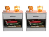 1-Drawer Bedside Table with Open Space 2pcs Particleboard with Textured Melamine Surface 99731564