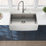 33x22x10"Farmhouse Apron Single Bowl Stainless Steel Kitchen Sink with Workstation W2898P228904