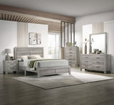 1pc Queen Size Rustic Robust Platform Bed Clean-lined Headboard Wood Grain Finish Gray B2741P333941