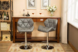 ZNTS Glasgow Contemporary Tufted Adjustable Height Hidraulic Bar Stools, Set of 2, Grey T2574P164866