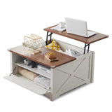 ZNTS Lift Top Coffee Table, Ergonomic Rising Table with Hidden Compartment, Dining Table with Storage 58519229