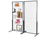 2-Pack 24"x67" Commercial Grid Wall Display with T-Base Stand - Double-Sided Wire Panel System for 74791773