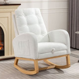 ZNTS Accent Rocking Chair with Footrest High Back Rubber Wood Rocking Legs Bedroom Living Space 26.77D X W2231P143508