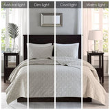 3 Piece Velvet Quilt Set Ivory King/Cal King B03597470