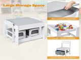 2-in-1 Kids Activity Table and Chairs Set, Double-Sided Whiteboard & Blackboard, with Hidden 75664827