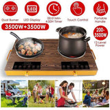 7000W Double Burner Electric Cooktop 110V, 2x3500W Rapid Heating Hot Plate with 4 Preset Modes 00759655