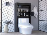 63H" Over The Toilet Cabinet, Two Shelves, Double Door, Black B097132905