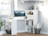 White Computer Desk with 6-Tier Storage Shelves & Bookshelf, Writing Desk Workstation for Home 33001449