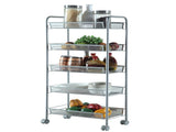 Honeycomb Mesh Style Five Layers Removable Storage Cart Silver 78183712
