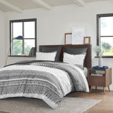 3 Piece Cotton Comforter Set with Chenille Tufting Gray King/Cal King B03596427