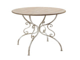 D31.5x31.5" Round Wooden Table with Metal Scrollwork Legs, White W2078P201127