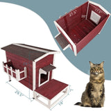 ZNTS Outdoor Cat House, Large Feral Cats House with Escape Door,Wooden Outside Cat Shelter Weatherproof W142763538