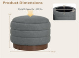 Round Rotating Storage Footstool with Solid Wood Frame, No Assembly Required Makeup Chair with 5.5 77685920