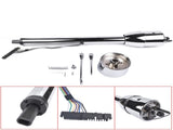 30" Chrome Tilt Street Rod Floor Shift Steering Column with Wheel Adapter No Key 49108082