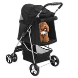 ZNTS 4 Wheels Pet Stroller, Dog Cat Stroller for Small Medium Dogs Cats, Foldable Puppy Stroller with Cup 95759460