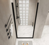 24"x 72" Pivot Shower Door, Matte Black Aluminum Frame, Half Frame ,1/4" Tempered Glass W1675P307040