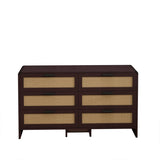 51.18'' Arc Shaped Corner Rattan Cabinet, 6-Drawers Rattan Storage Cabinet Rattan Drawer, for Living W757P242781