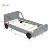 Twin Size Car-Shaped Platform Bed with Wheels,Gray WF311752AAE