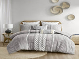 Cotton Printed Comforter Set with Chenille Gray King/Cal King B035128799