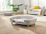 Elevated Dog Bed Frame for Small Dog, Corduroy Pet Couch Bed with Rubber Wood Legs and Supportive N779P179967A