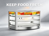 Food Warmer Cabinet with Curved Tempered Glass, Commercial Heated Display, 3 Tier Stainless Steel, 54462682