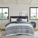 King/Cal King 3 Piece Cotton Duvet Cover Set with Chenille Tufting B035129138