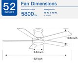 52" Low Profile Ceiling Fan in Brushed Nickel with Silver Blades W1367P185769