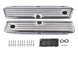 Set of 2 Tall Valve Covers BallMilled Polished Replacement for Ford SBF 260351W Engines 46617133
