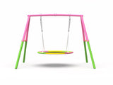 Flying Saucer Swing Set with Heavy Duty A-Frame Metal Swing Stand, Full Steel, Outdoor for Kids, W1163P363321