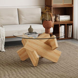 Circular glass coffee table, 33.4-inch modern and distinctive design tea table. Tempered glass GL-W1151P146792
