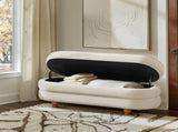 One Size Oval Channel Storage Bench with Wooden Ball Feet, Cream B035P600797