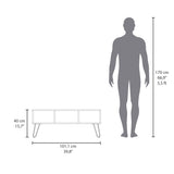 Coffee Table 15.7" H, with 4 Legs and 2 Shelves, White B097P250888