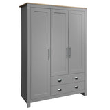 ZNTS Three Door Storage Wardrobe with Cabinets and Two Hanging Rods,Gray 44921896