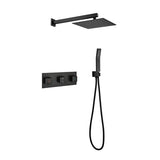 ZNTS Brass Matte Black Shower Faucet Set Shower System 10 Inch Rainfall Shower Head with Handheld Sprayer 76070981