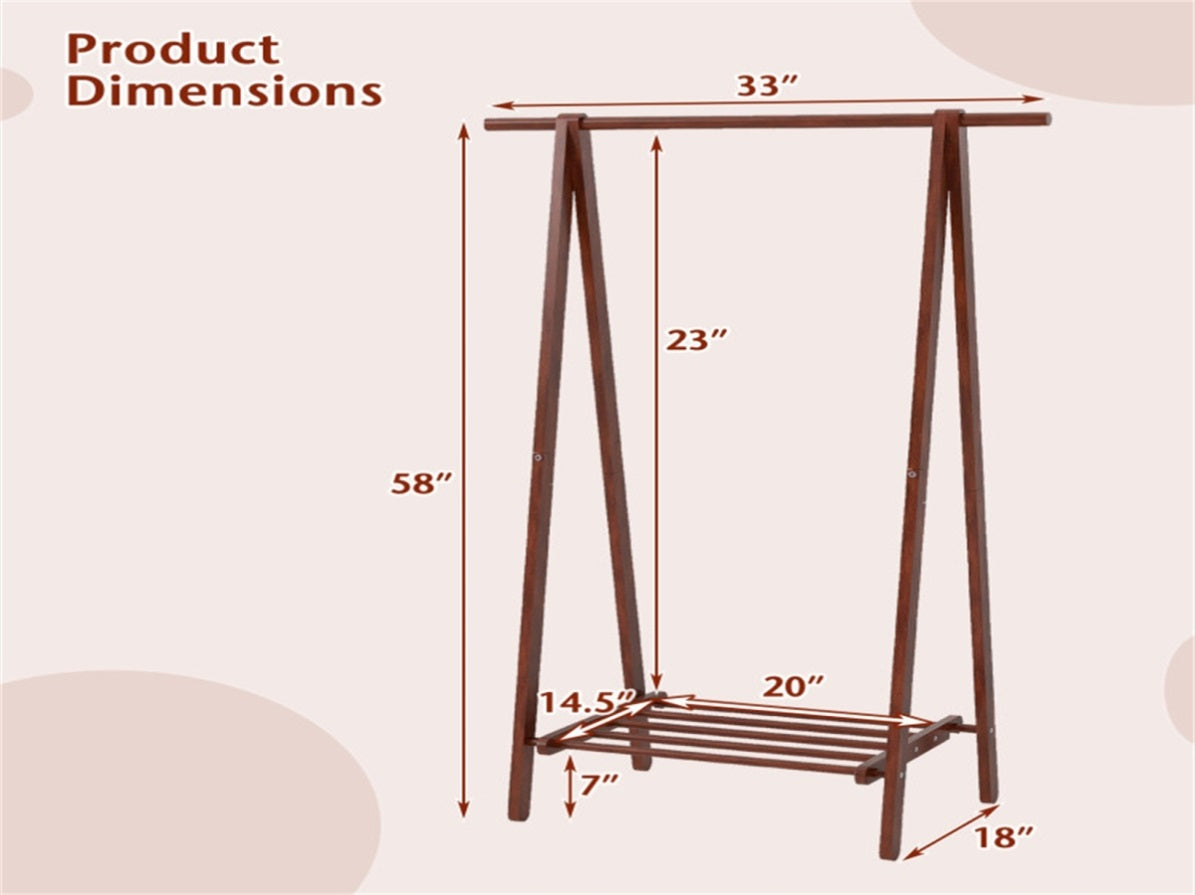 Solid Rubber Wood Folding Coat Rack, A-Frame Standing Clothes Rack wit ...