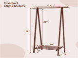 Solid Rubber Wood Folding Coat Rack, A-Frame Standing Clothes Rack with Bottom Storage Shelf 47060129
