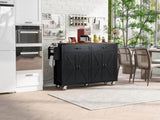 K&K 53.5''Farmhouse Kitchen Island with Power Outlet, Kitchen Storage Island with Drop Leaf, Spice N707P170348B